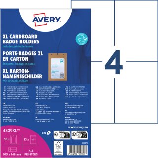 AVERY Namensschilder-Tasche XL aus Karton 105 x 148 mm
