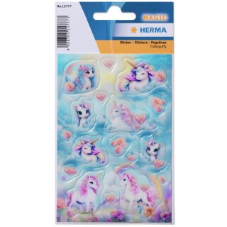 HERMA Sticker MAGIC Happy Unicorns Transpuffy 1 Blatt à 17 Sticker