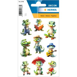 HERMA Sticker DECOR Lustige Krokodile Papier 3 Blatt à 9 Sticker