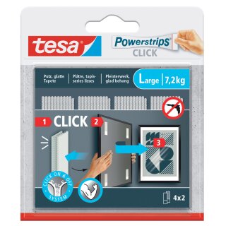 tesa Powerstrips CLICK Klettstreifen LARGE weiß 4 x 2 Strips