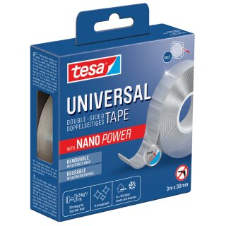 tesa Doppelseitiges Klebeband NANO POWER 30 mm x 3 m transparent