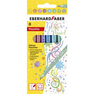 EBERHARD FABER Glitter-Fasermaler Pastell 8er Kartonetui