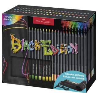 FABER-CASTELL Dreikant-Buntstifte Black Edition Stifterolle 72 Stifte