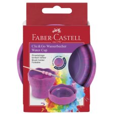 FABER-CASTELL Wasserbecher CLIC & GO pink marmoriert