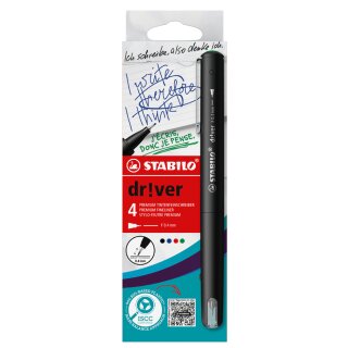 STABILO Fineliner dr!ver fein 4er Kartonetui