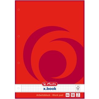 herlitz Arbeitsblock x.book DIN A4 50 Blatt kariert