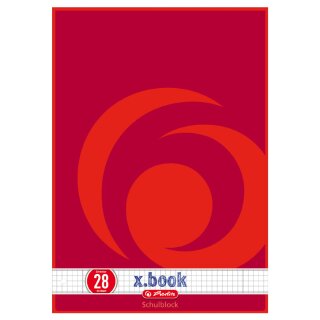 herlitz Schulblock x.book DIN A4 Lineatur 28 / kariert 50 Blatt