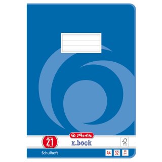 herlitz Schulheft x.book DIN A4 Lineatur 21 / liniert