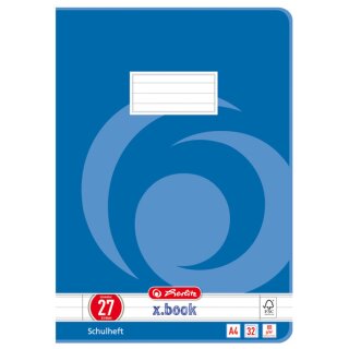 herlitz Schulheft x.book DIN A4 Lineatur 27 / liniert