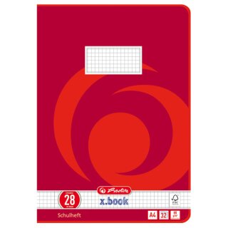 herlitz Schulheft x.book DIN A4 Lineatur 28 / kariert