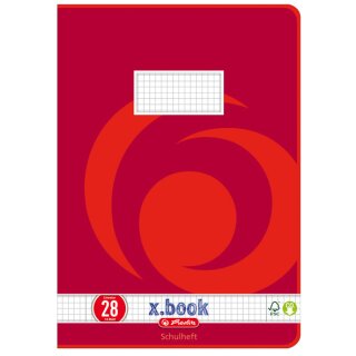 herlitz Schulheft x.book DIN A4 Lineatur 28 / kariert
