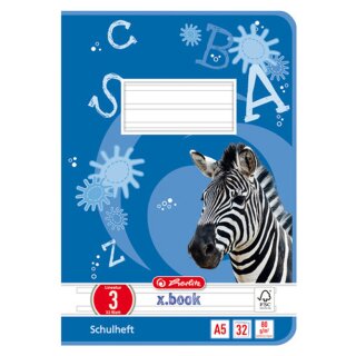 herlitz Schulheft x.book DIN A5 Lineatur 3 / liniert 32 Blatt