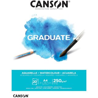 CANSON Studienblock GRADUATE AQUARELLE DIN A4 weiß 20 Blatt