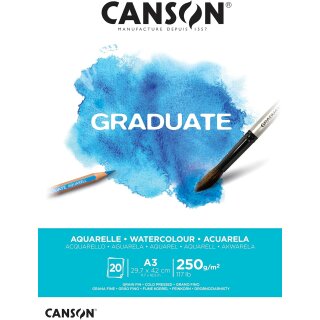 CANSON Studienblock GRADUATE AQUARELLE DIN A3 weiß 20 Blatt