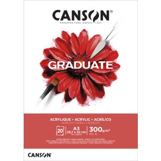 CANSON Studienblock GRADUATE ACRYLIQUE DIN A3 naturweiß 20 Blatt