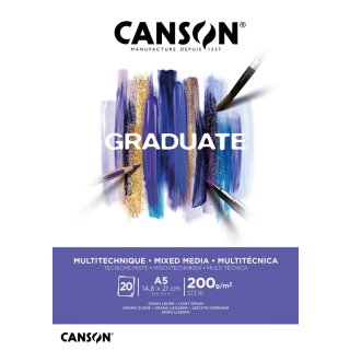 CANSON Studienblock GRADUATE MIXED MEDIA weiß DIN A5 20 Blatt