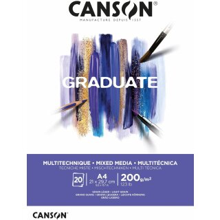 CANSON Studienblock GRADUATE MIXED MEDIA weiß DIN A4 20 Blatt