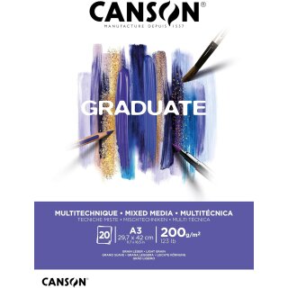 CANSON Studienblock GRADUATE MIXED MEDIA weiß DIN A3 20 Blatt