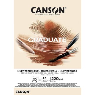 CANSON Studienblock GRADUATE MIXED MEDIA natur DIN A3 30 Blatt