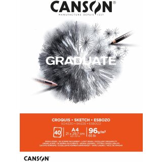 CANSON Studienblock GRADUATE SKIZZE DIN A4 weiß 40 Blatt