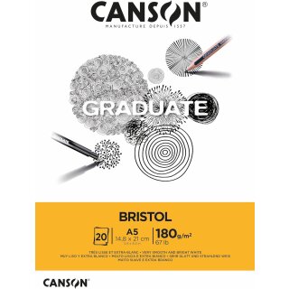CANSON Studienblock GRADUATE BRISTOL DIN A5 extraweiß 20 Blatt