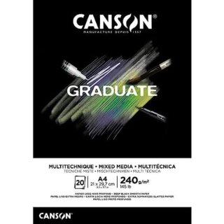 CANSON Studienblock GRADUATE MIXED MEDIA schwarz DIN A4 20 Blatt