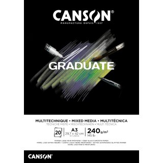 CANSON Studienblock GRADUATE MIXED MEDIA schwarz DIN A3 20 Blatt