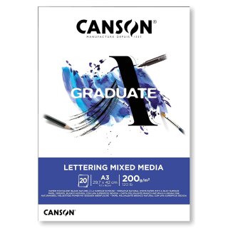 CANSON Studienblock GRADUATE LETTERING MIXED MEDIA DIN A3 weiß 20 Blatt