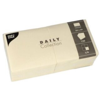 PAPSTAR Cocktail-Servietten 240 x 240 mm 3-lagig creme 150 Stück