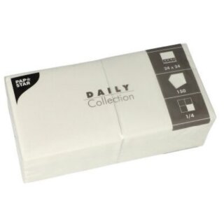 PAPSTAR Cocktail-Servietten 240 x 240 mm 3-lagig weiß 150 Stück