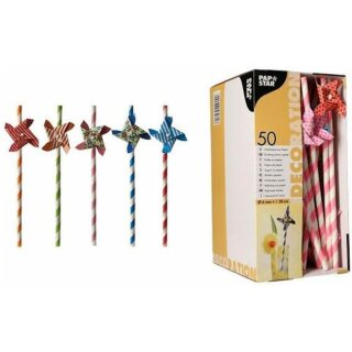 PAPSTAR Papier-Trinkhalme "Windmill" 200 mm farbig aus Papier 50 Stück