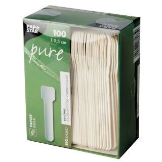 PAPSTAR Papier-Eislöffel "pure" Länge: 95 mm weiß 100 Stück