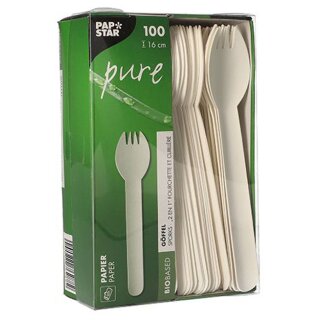 PAPSTAR Papier-Göffel "pure" Länge: 160 mm weiß 100 Stück