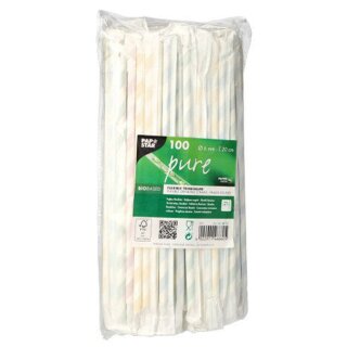 PAPSTAR Papier-Trinkhalm "Stripes" 200 mm farbig sortiert aus Papier 100 Stück