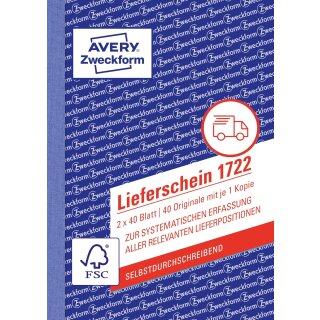 AVERY Zweckform Formularbuch "Lieferschein" SD A6 2 x 40 Blatt