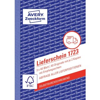 AVERY Zweckform Formularbuch "Liefer-/Empfangsschein" SD A6 3 x 40 Blatt