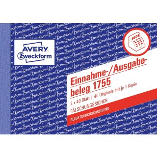 AVERY Zweckform Formularbuch "Einnahme-/Ausgabebeleg" SD A6 quer 2 x 40 Blatt