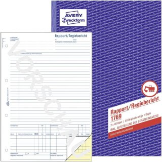 AVERY Zweckform Formularbuch "Rapport/Regiebericht" SD A4 2 x 40 Blatt