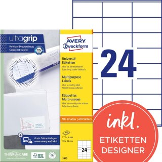 AVERY Zweckform Universal-Etiketten 70 x 36 mm weiß 2.400 Etiketten