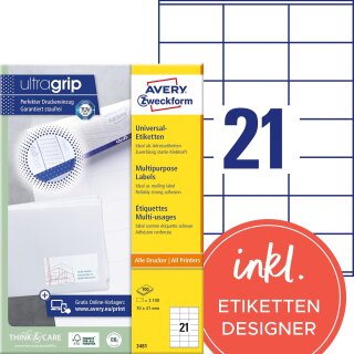 AVERY Zweckform Universal-Etiketten 70 x 41 mm weiß 2.100 Etiketten