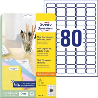 AVERY Zweckform Mini-Etiketten 35,6 x 16,9 mm weiß 2.000 Etiketten
