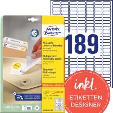 AVERY Zweckform Universal-Etiketten 25,4 x 10 mm...