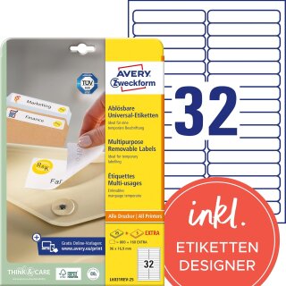 AVERY Zweckform Universal-Etiketten 96 x 16,9 mm weiß 960 Etiketten