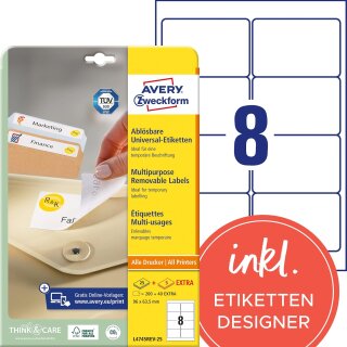 AVERY Zweckform Universal-Etiketten 96 x 63,5 mm weiß 240 Etiketten