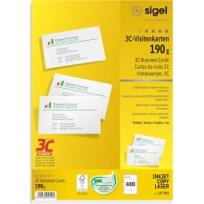 sigel PC-Visitenkarten 85 x 55 mm 190 g/qm hochweiß...