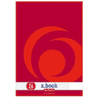 herlitz Schulblock x.book DIN A4 Lineatur 26 / kariert 50 Blatt