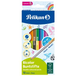Pelikan Zweifarb-Buntstifte Bicolor rund 12er Kartonetui