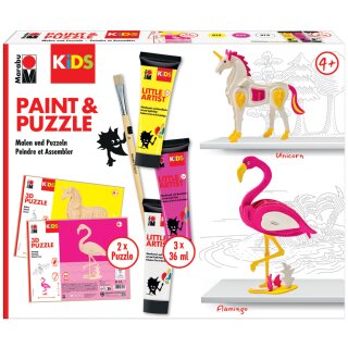 Marabu KiDS Paint & Puzzle Set Little Artist Flamingo