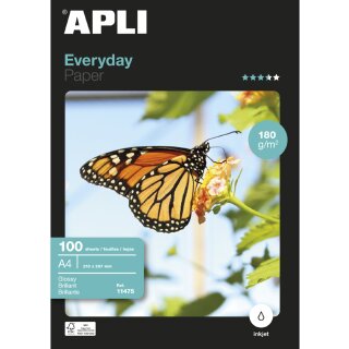 APLI Foto-Papier everyday DIN A4 180 g/qm hochglänzend 100 Blatt