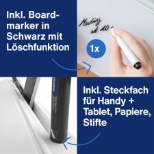 magnetoplan Glasboard Schreibtisch-Organizer weiß unbestückt